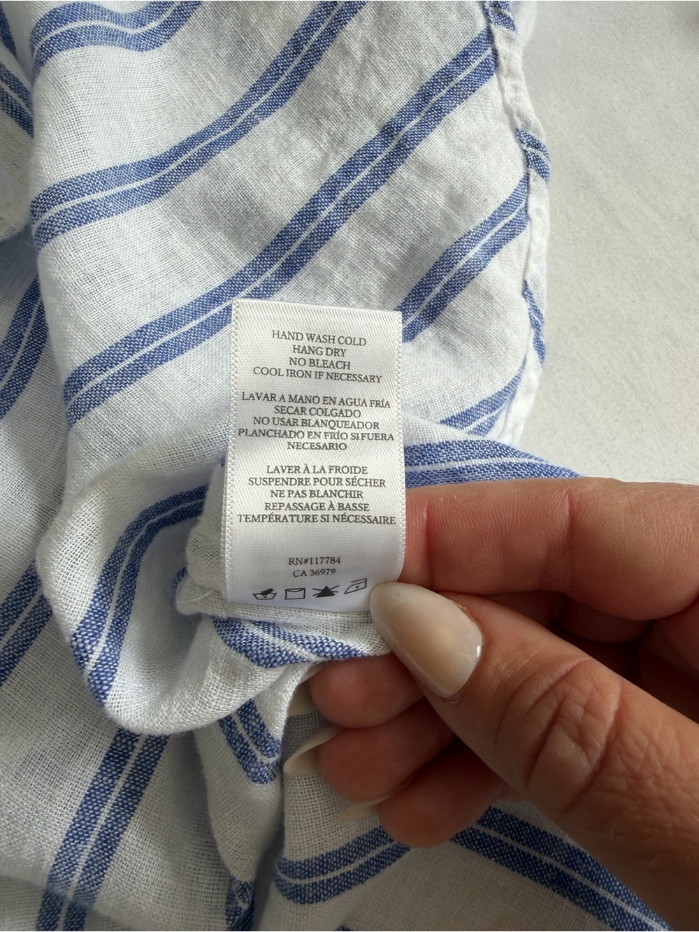 Rails "Charli" Villa Stripe Blue White Linen Blend Button Down Shirt Lightweight - Picture 14 of 17